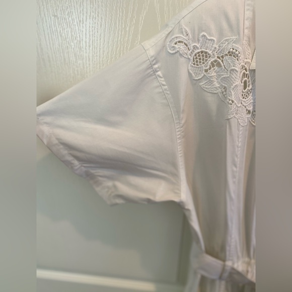 Vintage NWT Cotton Western Lace Shoulder Pad Midi Belted Dress VTG 14 - Picture 5 of 14